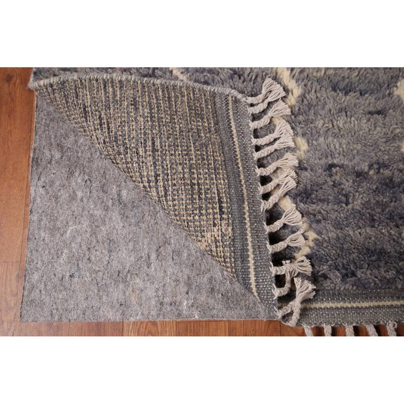 Grays & Blues Moroccan Area Rug Hand-Knotted Wool Carpet - 9'1" x 13'0"