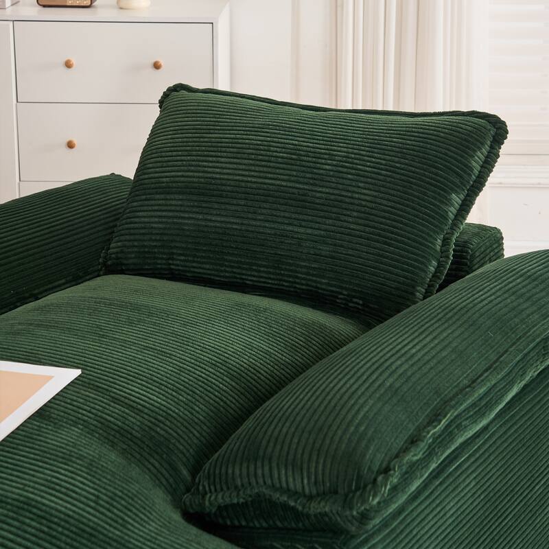Oversized Single Chaise Lounge Sofa Armchair for Living Room, Corduroy Upholstered Accent Reading Chair Lounge Chair