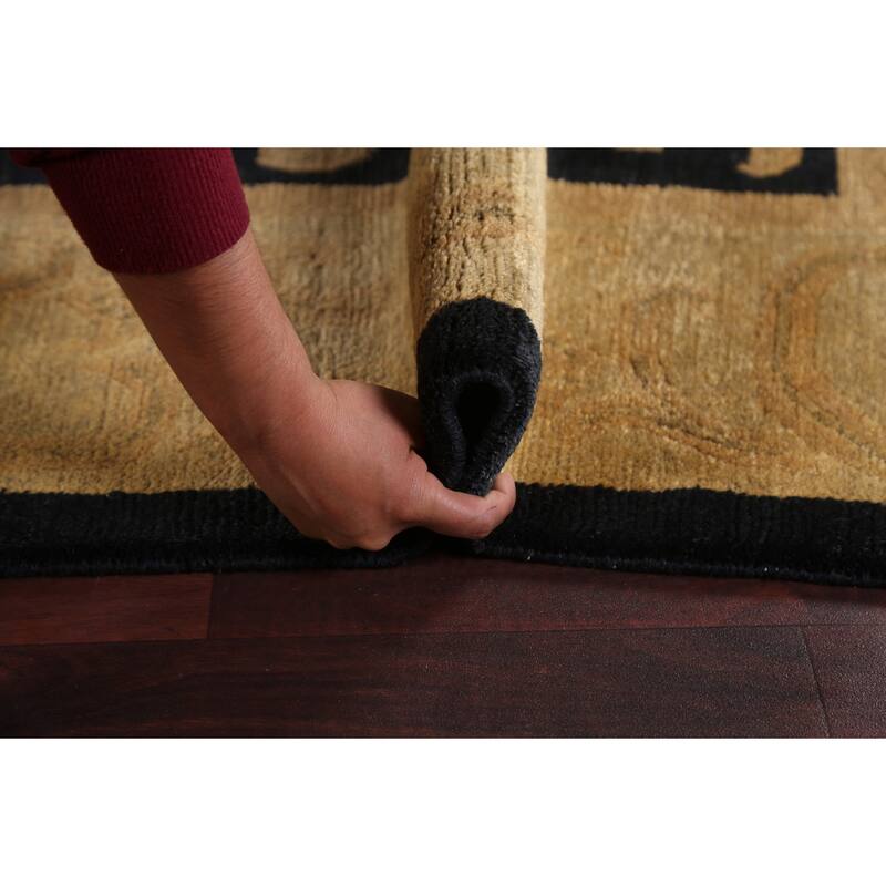 Vegetable Dye Geometric Nepalese Oriental Area Rug Wool Hand-knotted - 6'1" x 9'0"