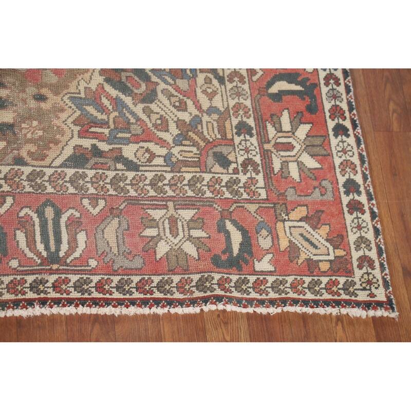 Pink Bakhtiari Vintage Persian Area Rug Handmade Wool Carpet - 6'10" x 9'10"