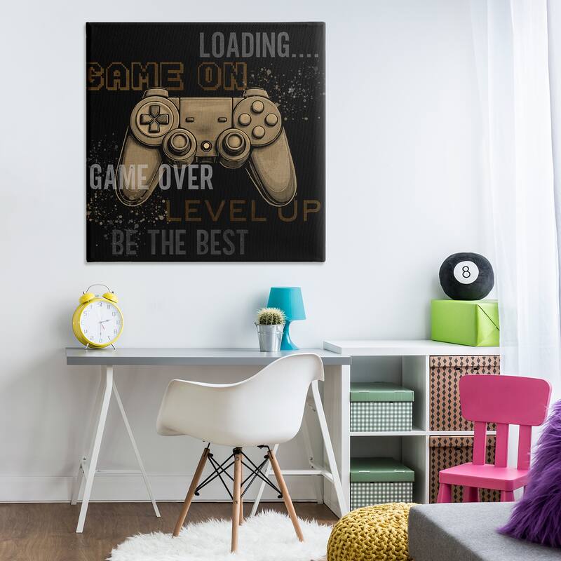 Stupell Gamer Controls Phrases Canvas Wall Art Design By Kim Allen