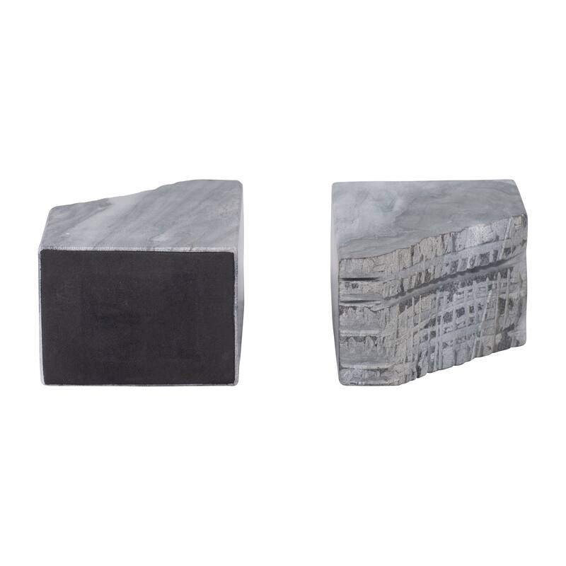 Marble, Set Of 2 7" Live Edge Bookends, Black, Novelty, 7"H, Marble - 7" x 3" x 7"