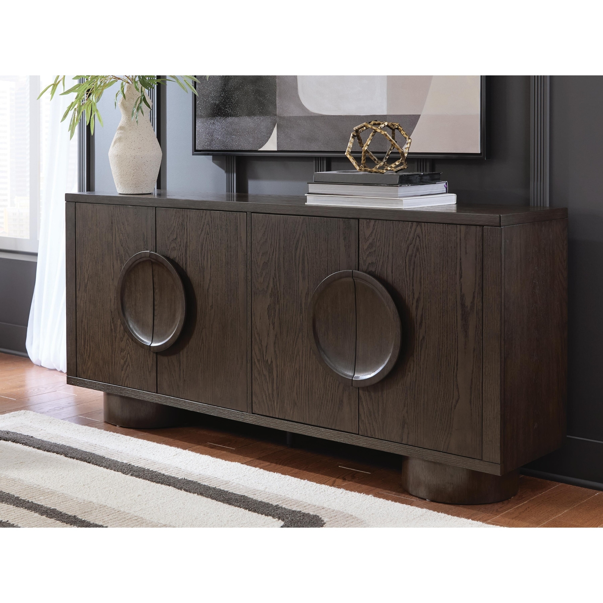Signature Design by Ashley Veeda Dark Brown Accent Cabinet - 72" W x 16" D x 33" H