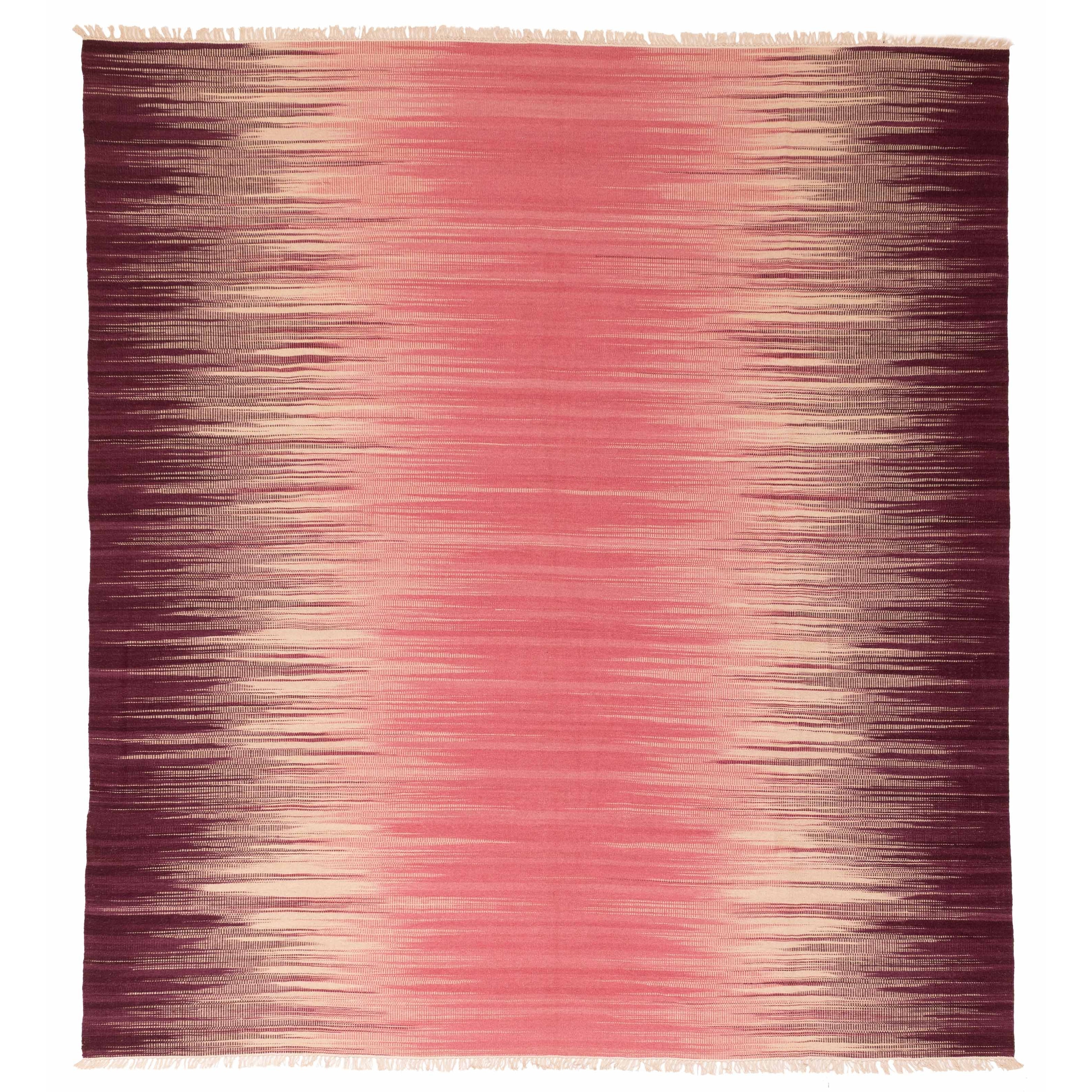 ECARPETGALLERY Flat-Weave Ankara FW Burgundy, Dark Pink Wool Kilim - 8'3 x 9'1