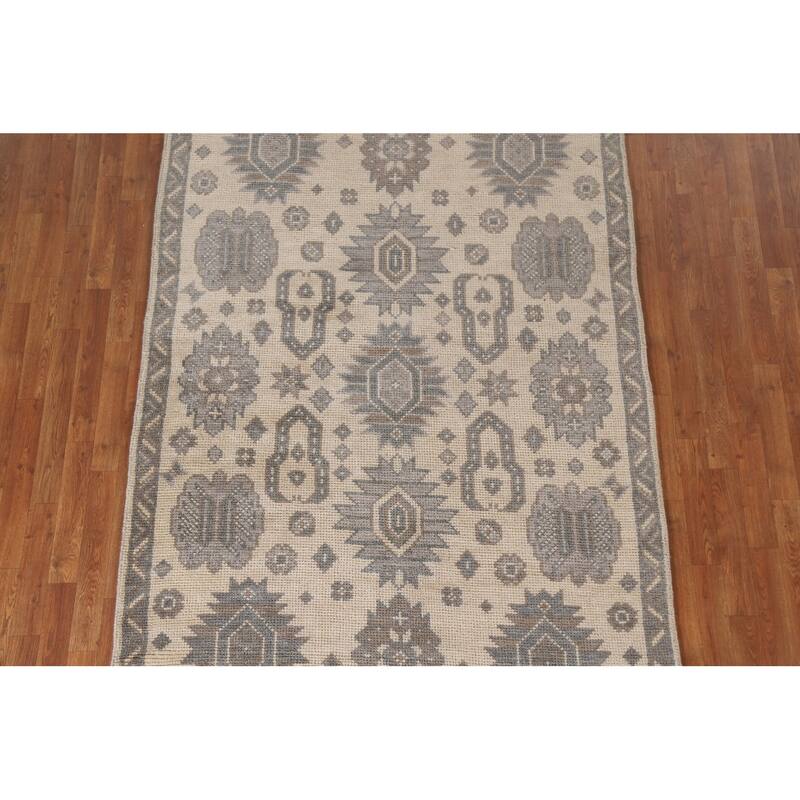 Geometric Moroccan Oriental Area Rug Hand-Knotted Wool Carpet - 5'3"x 7'11"