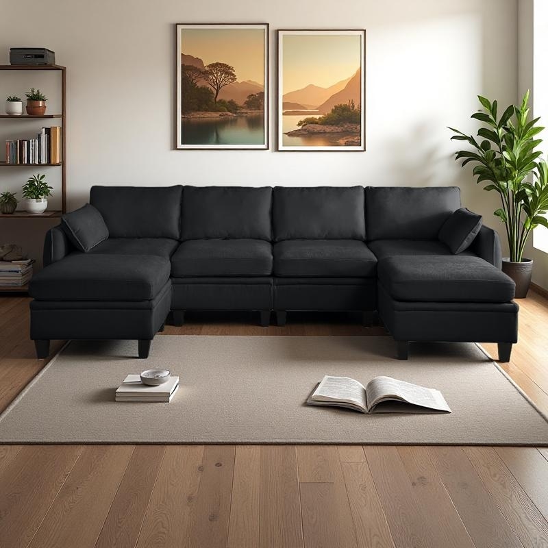 109.4'' Chenille Modular L-Shaped Sectional Sofa with Storage Ottoman and 2-Layer Memory Foam Cushions