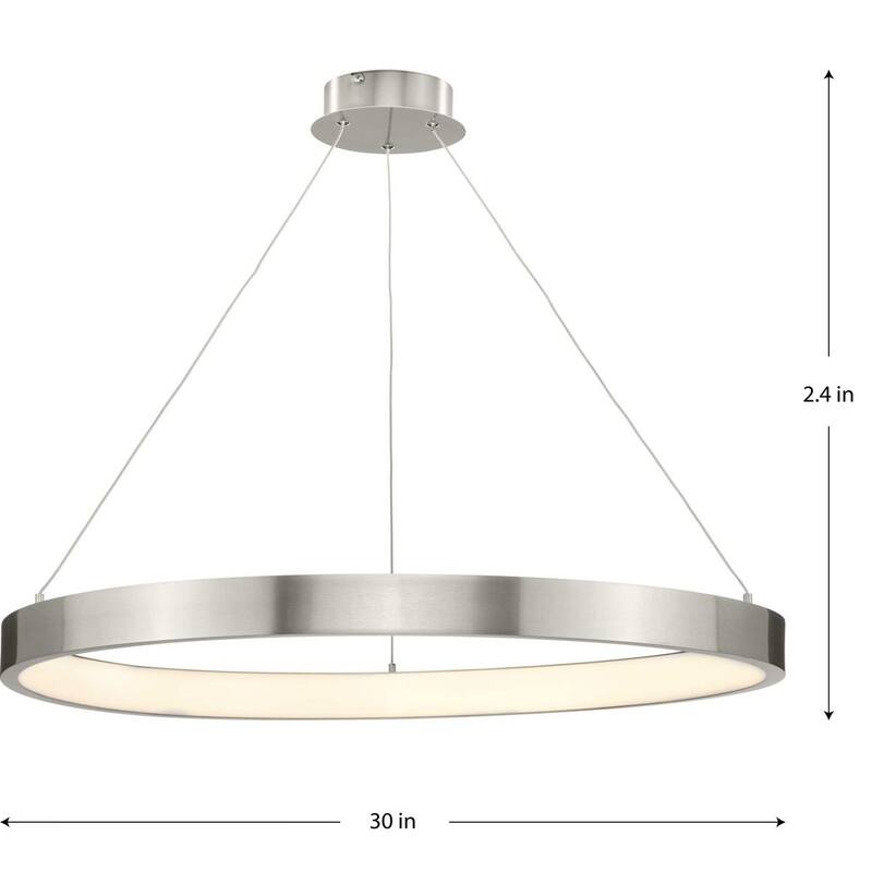Inverse LED Collection Modern Brushed Nickel Pendant - 30 in x 30 in x 2.4 in