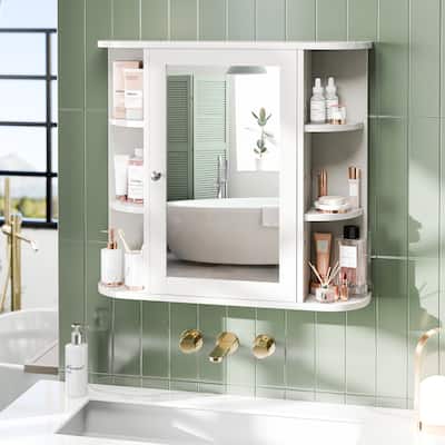 Futzca Bathroom Medicine Cabinet with Mirror and 6 Open Shelves