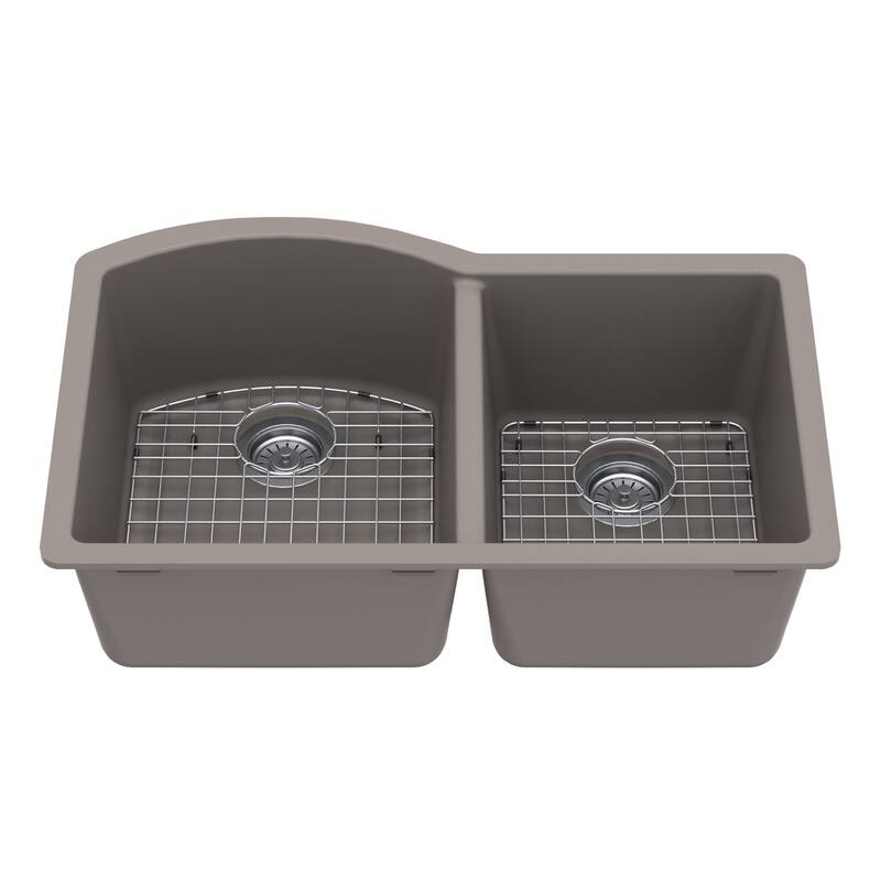 Karran Undermount Quartz 32 in. 60/40 Double Bowl Kitchen Sink Kit