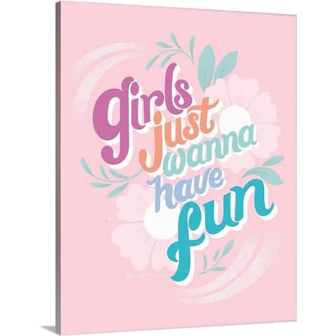 GreatBIGCanvas "Girls I Pink" Hot Pink Teal 11" in. W x 14" in. H Unframed Canvas Art Print
