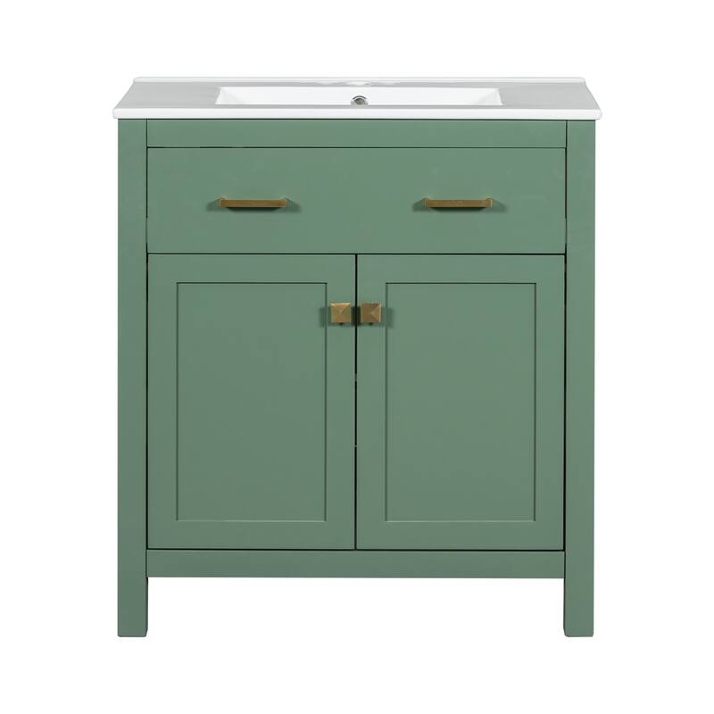 30-inch Bathroom Vanity with Ceramic Sink, 2 Doors, Soft Close Doors