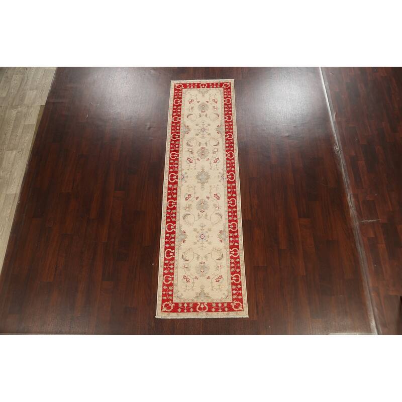 Vegetable Dye Peshawar Chobi Wool Runner Rug Handmade Oriental Carpet - 2'9" x 9'8"