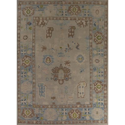 Hand Knotted Oriental 100% Wool Carpet Transitional All-Over Beige & Ivories Oushak Area Rug - 10' 6'' X 8' 4''