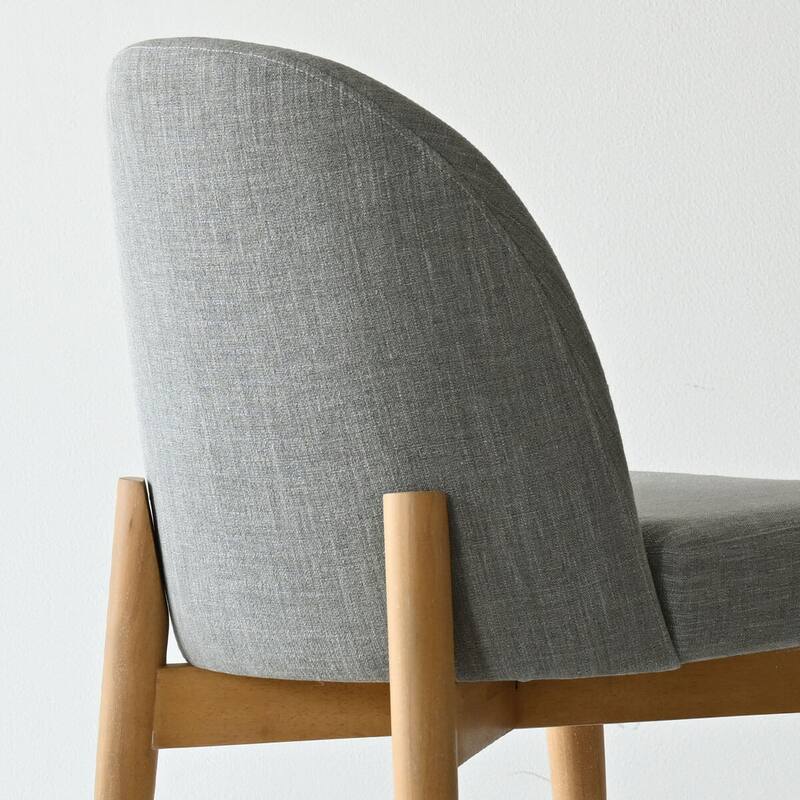 Linen Upholstered Dining Chairs With Solid Wood Legs (Set of 8)