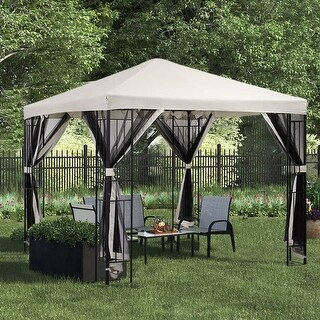 Zenova 10FTx10FT Patio Gazebo Canopy Tent Steel Frame Shelter Awning
