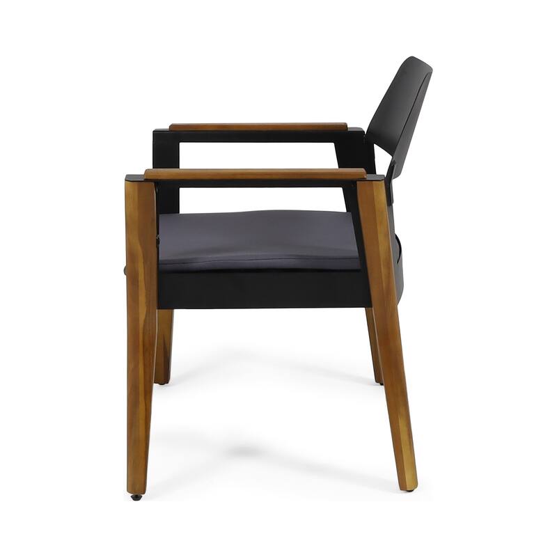 Soho Outdoor Cushioned Acacia Wood Club Chair (Set of 4) by Christopher Knight Home