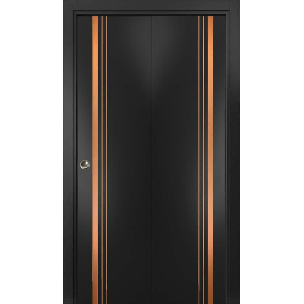 Bi-fold Doors 36 x 80 Planum 1010 Matte Black with Sturdy Tracks