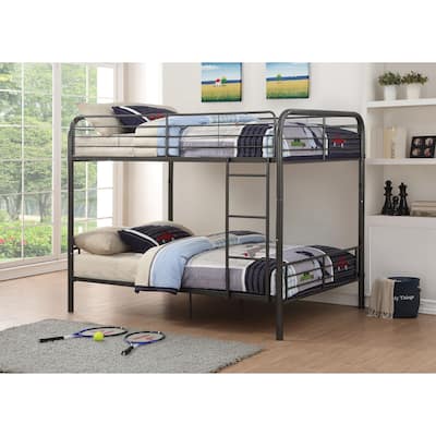 Full over Full Metal Bunk Bed with Reversible Ladder