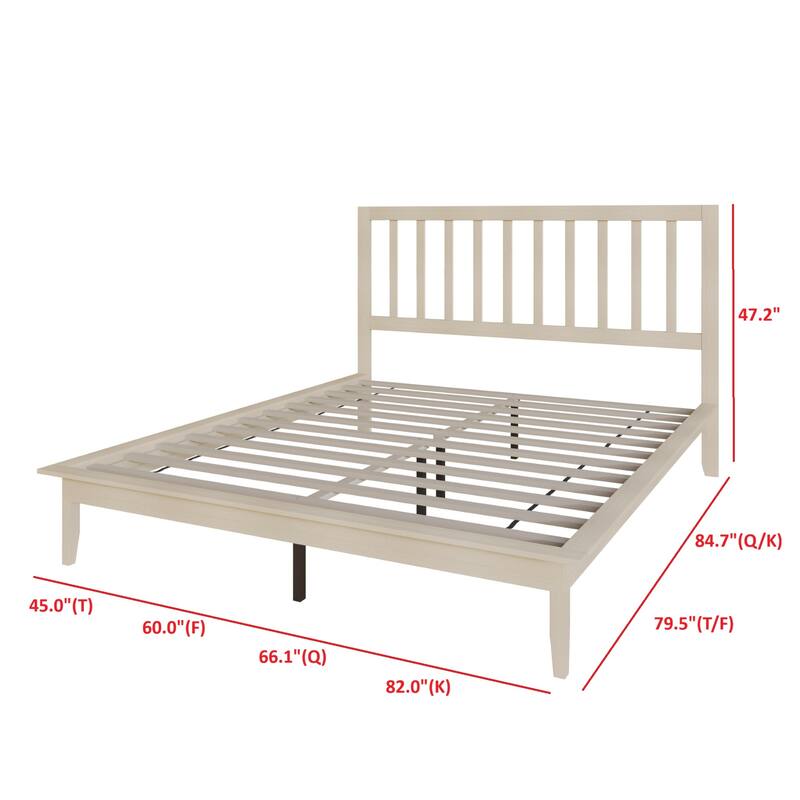 Clayfell Lancaster Platform Bed Frame with Slatted Headboard, No box spring required, Easy Assembly