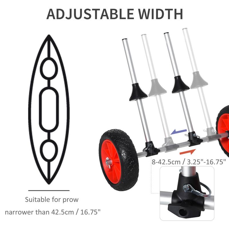 Adjustable Universal Paddle Boat Cart, Trolley Trailer Kayak Wheels