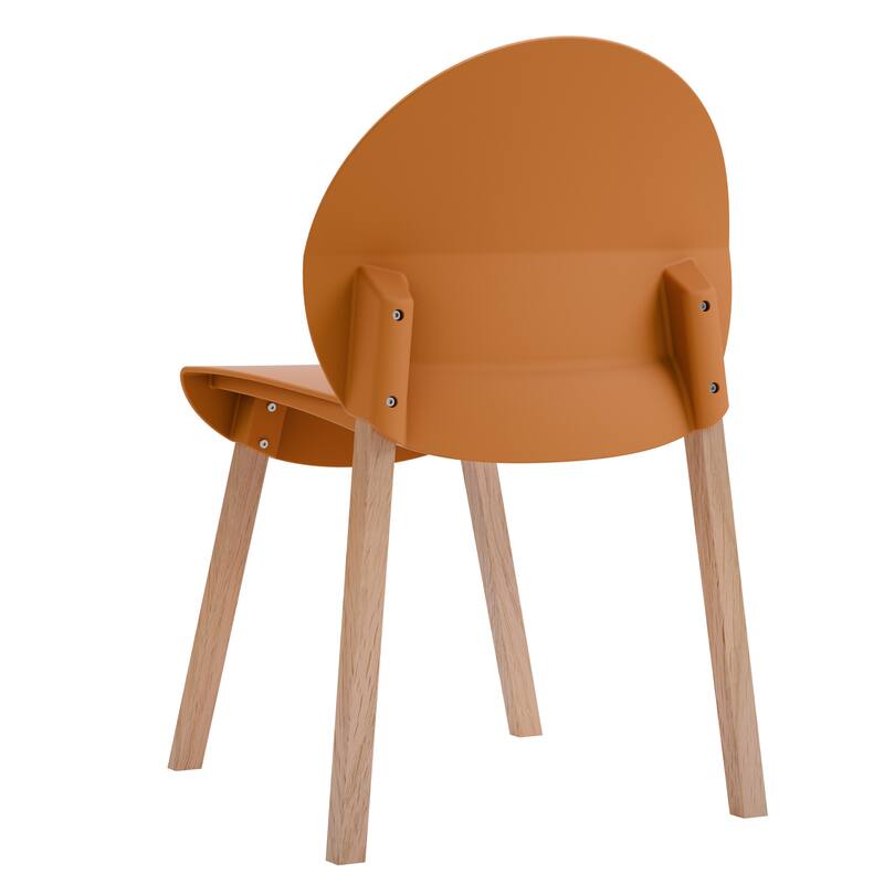 4-Pack Chairs - Wood Legs & PP Seat, Indoor Dining & Living Room Furniture Set