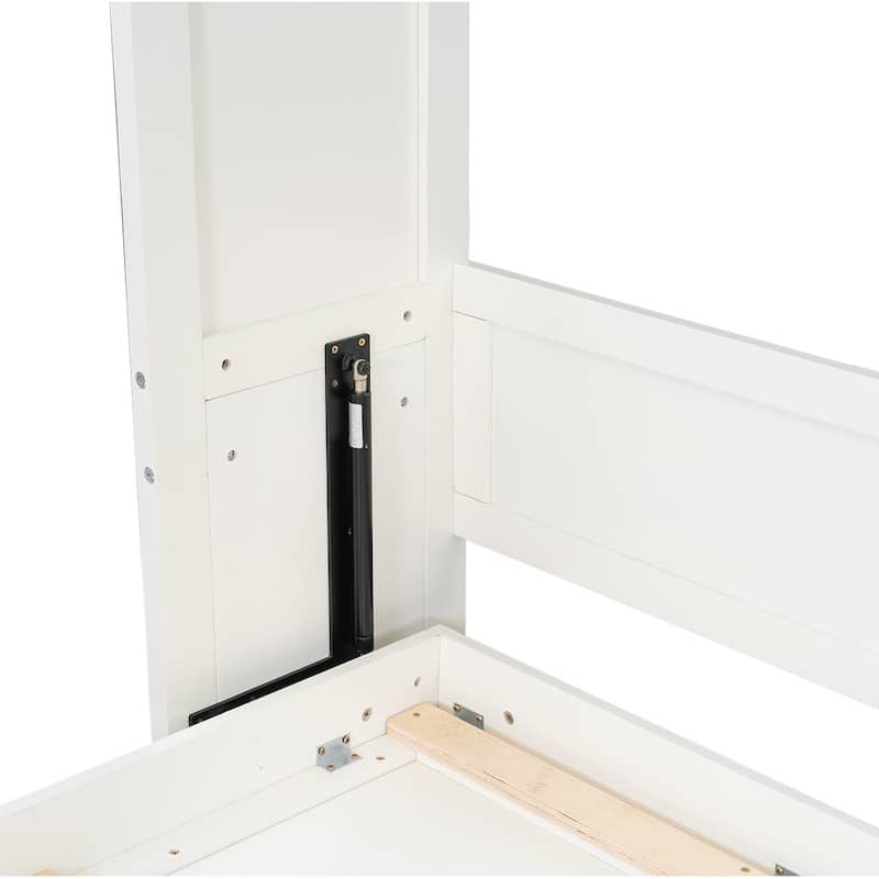 Full Size Murphy Bed with 2 Storage Drawers and Folding Wardrobe, Beige