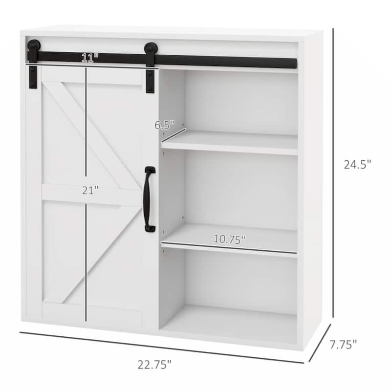 Medicine Cabinet with Sliding Barn Door and Adjustable Shelf, Over the Toilet Cabinet, White