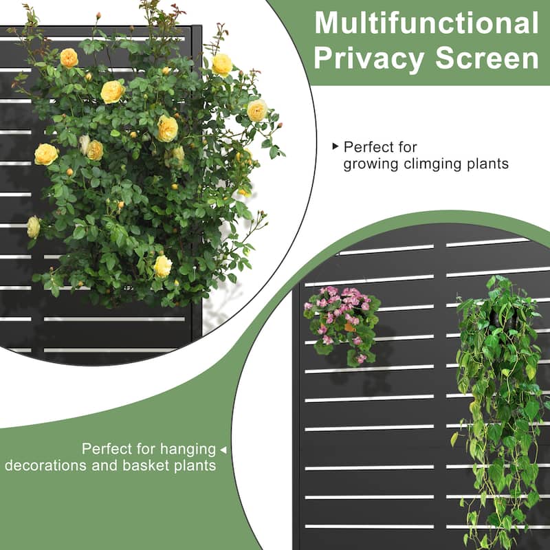 Metal Movable Planter Box with Trellis Privacy Screen Planter Box with Lockable Wheels