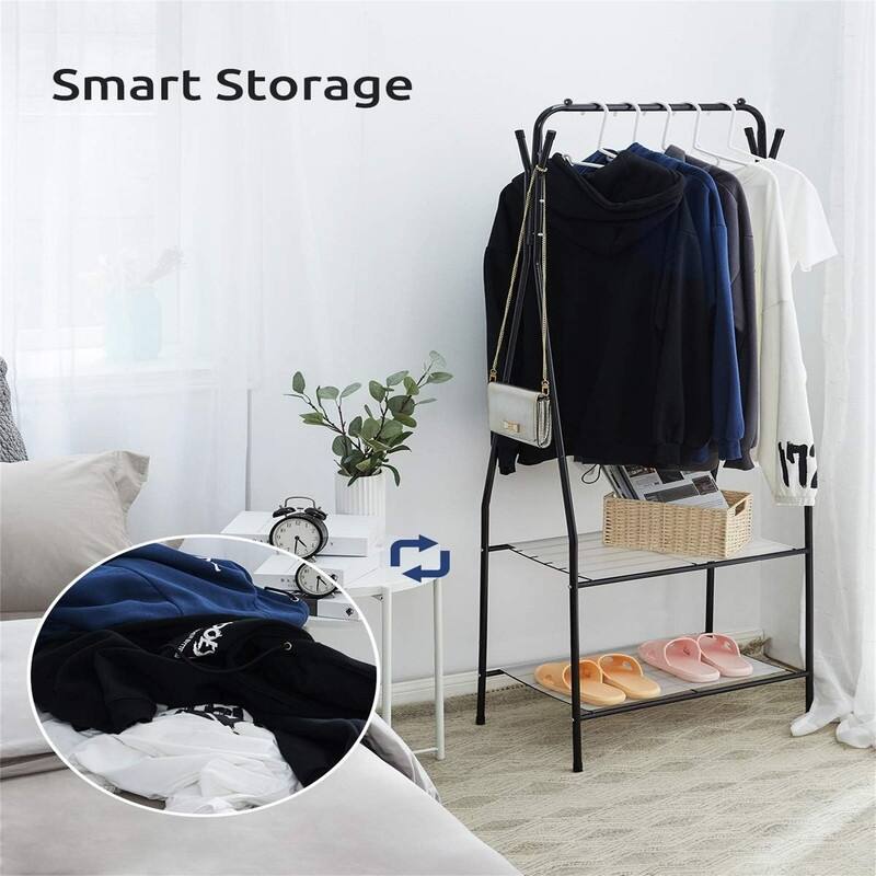 Garment Rack with Shelves for Living Room - 23.2 x 13 x 62.2