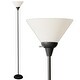 preview thumbnail 7 of 5, Black Metal 100-watt Floor Lamp with White Plastic Shade - 70" Black