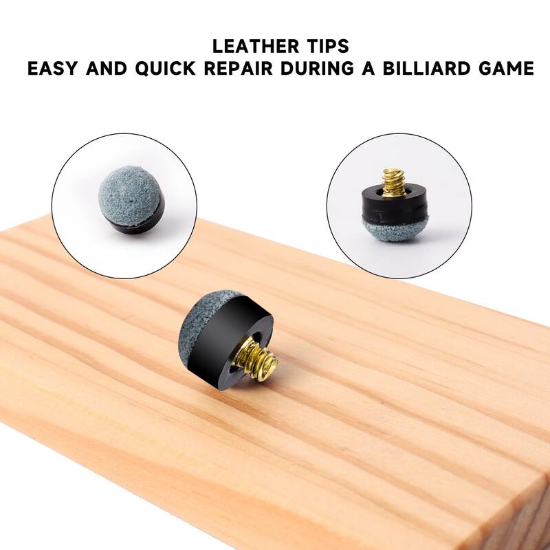 GSE™ 10-Pack 12mm/13mm Billiard Cue Tips, Soft/Hard Replacement Pool Cue Stick Screw-on Tips & Nylon Ferrules