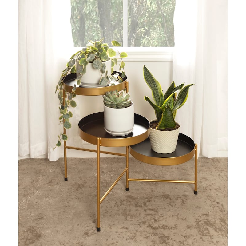 Kate and Laurel Finn Tiered Metal Plant Stand - 13x13x22