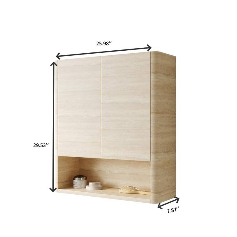 26" Wall Mounted Bathroom Cabinet with Doors & Shelf, Over Toilet Storage Cabinet for Bathroom, Kitchen & Laundry