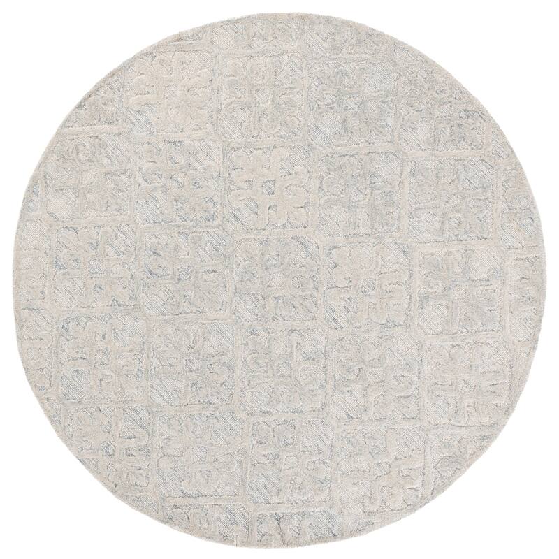 SAFAVIEH Handmade Harvest Waleria Wool Rug - 6' Round - Light Blue/Grey
