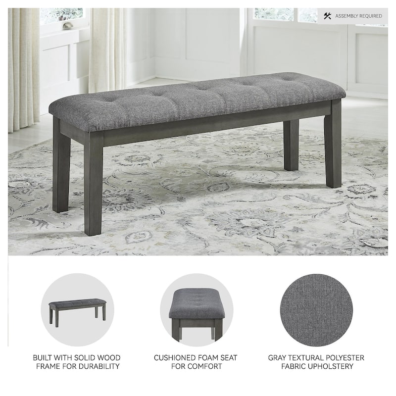 Hallanden Gray 50" Tufted Upholstered Dining Room Bench - 50"W x 17"D x 19"H