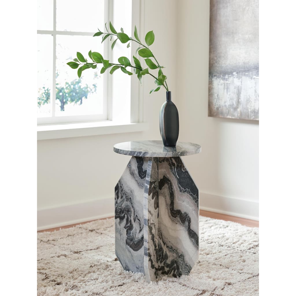 Signature Design by Ashley Wrenlane Black/White Accent Table - 15" W x 15" D x 23" H