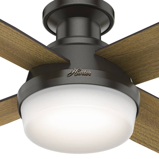 Hunter 52" Dempsey Flush Mount Ceiling Fan w/ LED Light Kit and Handheld Remote