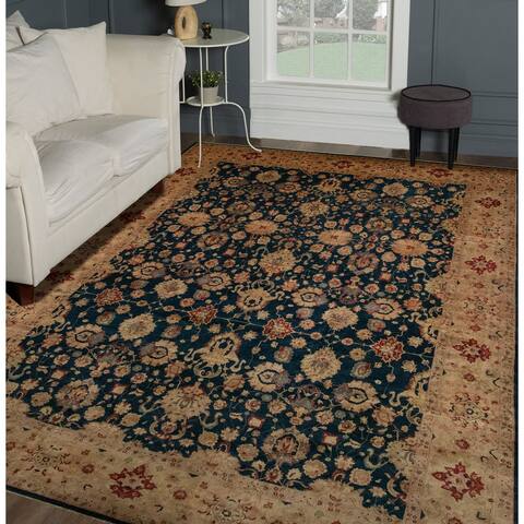 Noori Rug Turkish-Knotted Ned Green/Gold Rug - 15'3" x 20'6"