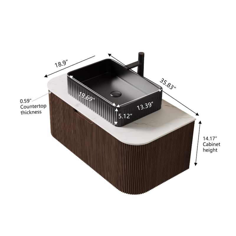 Wall-Mounted Floating Bathroom Vanity with Sink