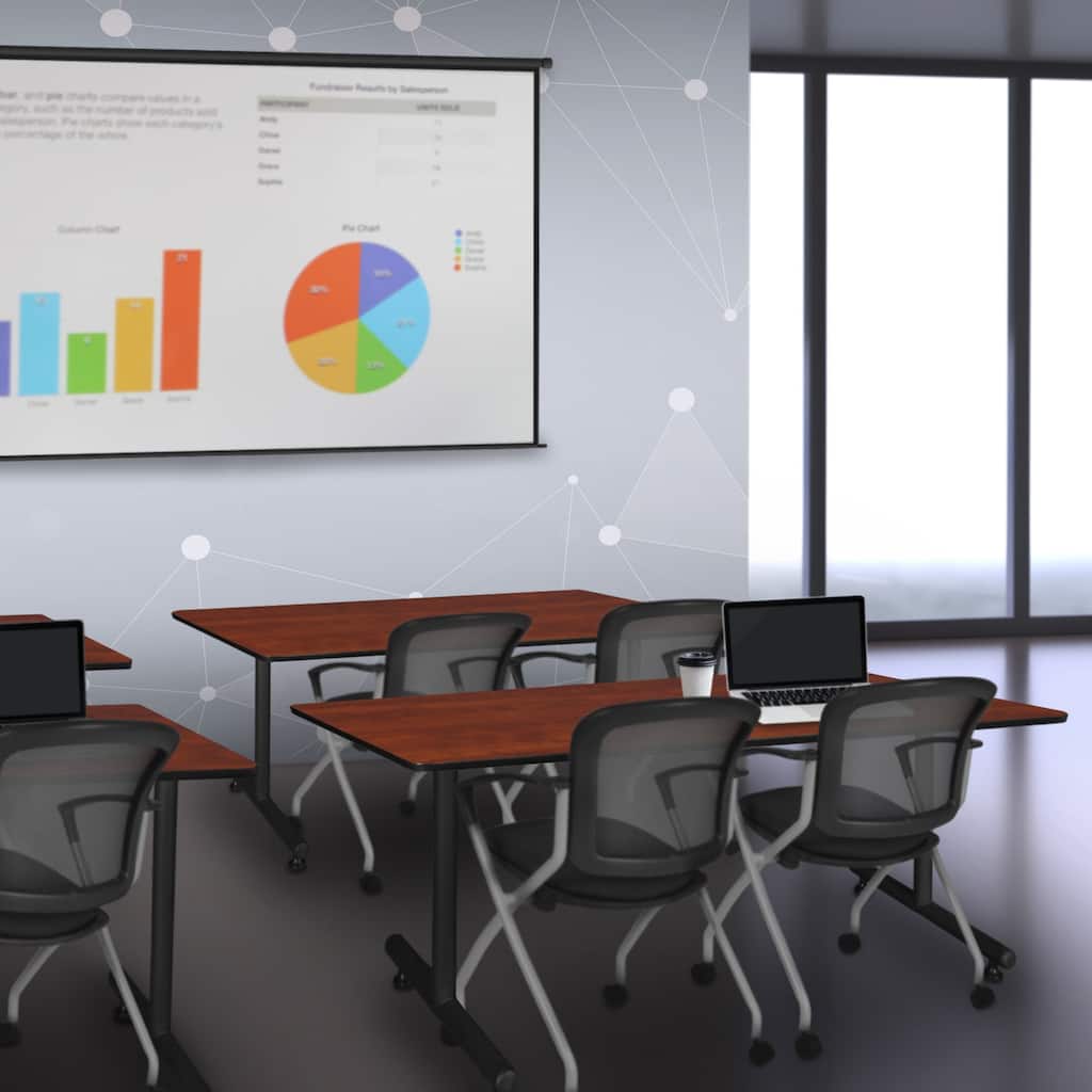 66" x 24" Training Table- Cherry and 2 Nesting Chairs - 66" x 24"