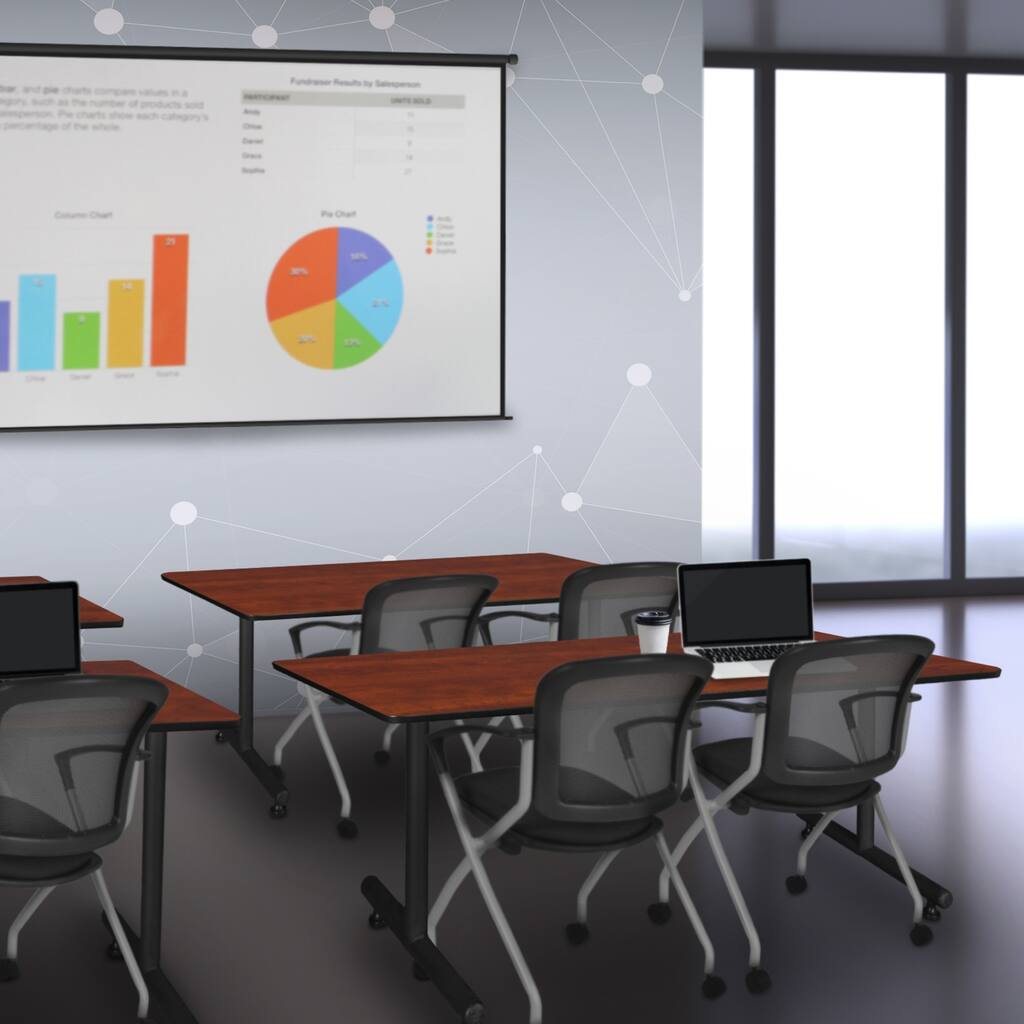 72" x 24" Training Table- Cherry and 2 Nesting Chairs - 72" x 24"