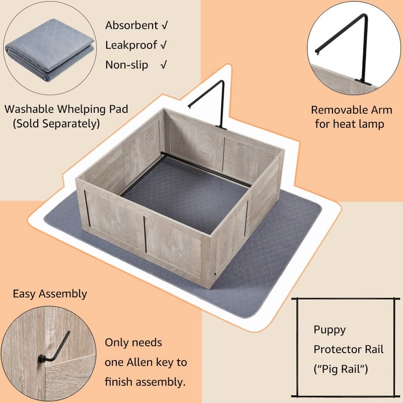 unipaws Whelping Box for Dogs, Small Medium Breed Whelping Pen, Dog Puppy Pen
