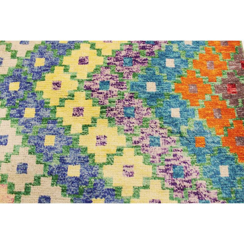 Boho Chic Balochi Andrews Blue/Orange Hand Knotted Wool Rug - 5'6'' x 7'9''
