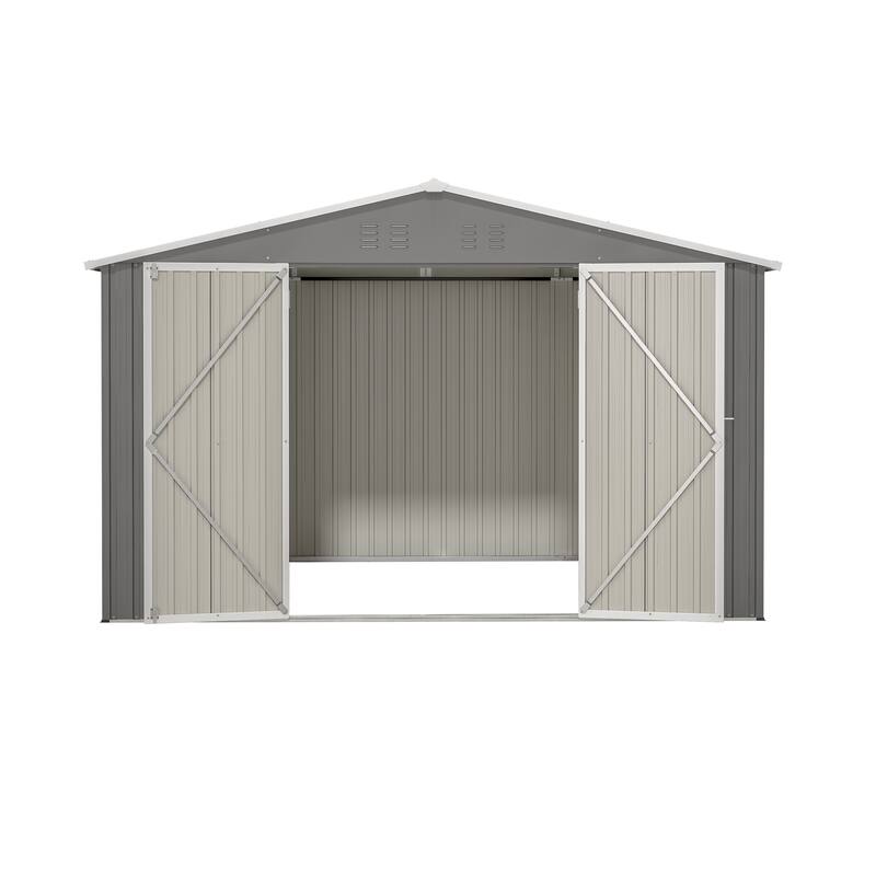 10X8 FT Outdoor Storage Shed, All Weather Metal Tool Shed