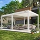 preview thumbnail 185 of 188, EROMMY Outdoor Louvered Pergola Gazebo with Adjustable Aluminum Rainproof Roof 12'x20' Pull Down - White