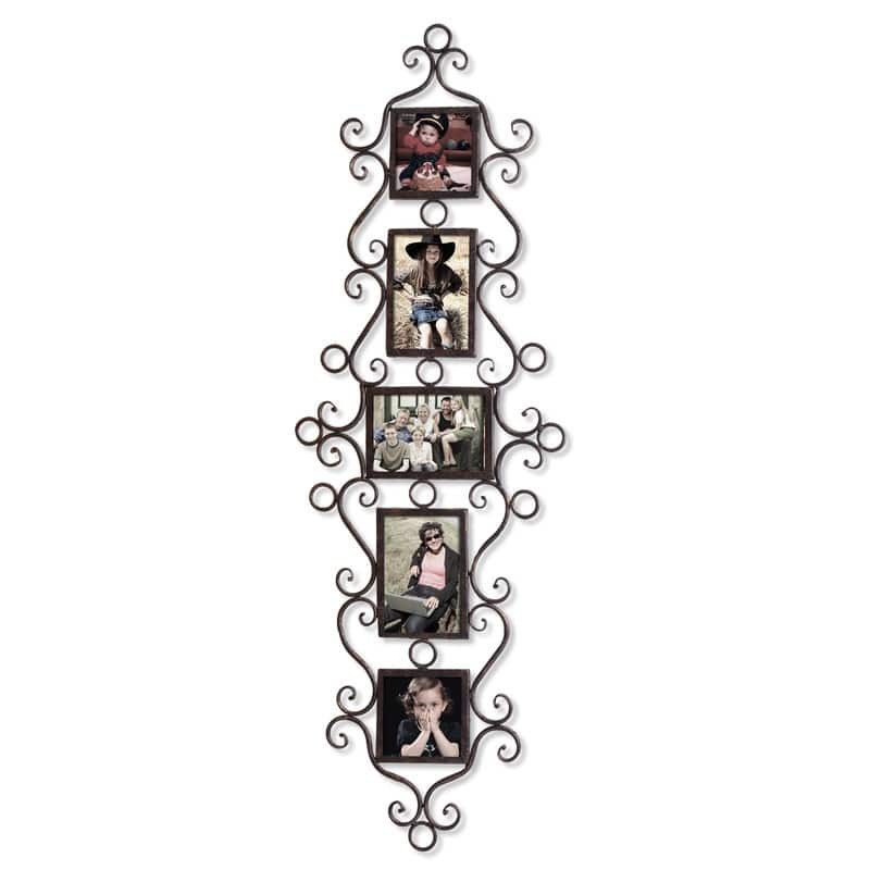 Adeco 5 Openings Metal Filigree Wall Hanging Collage Pic Photo Frame