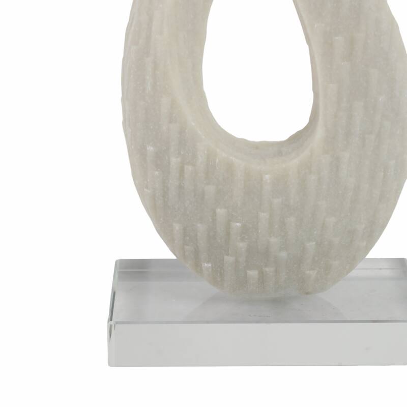 Resin Glass Decorative Object with Abstract Twist Design - 19" White - 8" x 5" x 19"