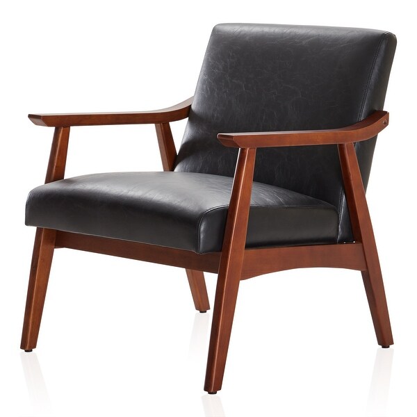 BELLEZE Chair Upholstered Faux Leather/ Fabric Armchair With Wood Legs - standard. Opens flyout.