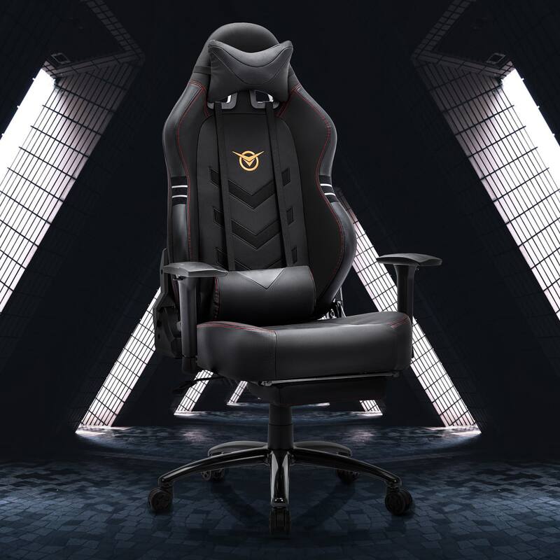 Pro Gaming Throne - 350lb XL Racing Seat with 4D Armrests & Retractable Ottoman, BIFMA Certified for Esports & Streaming