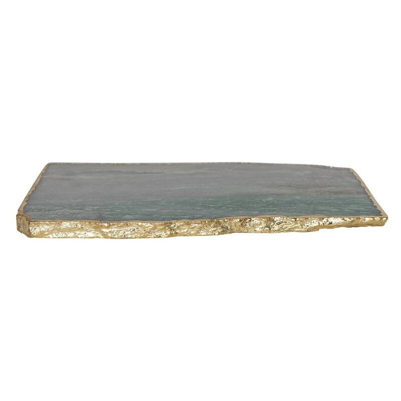 Agate Slab Tray with Electroplated Edge